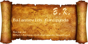 Balassovich Kunigunda névjegykártya
